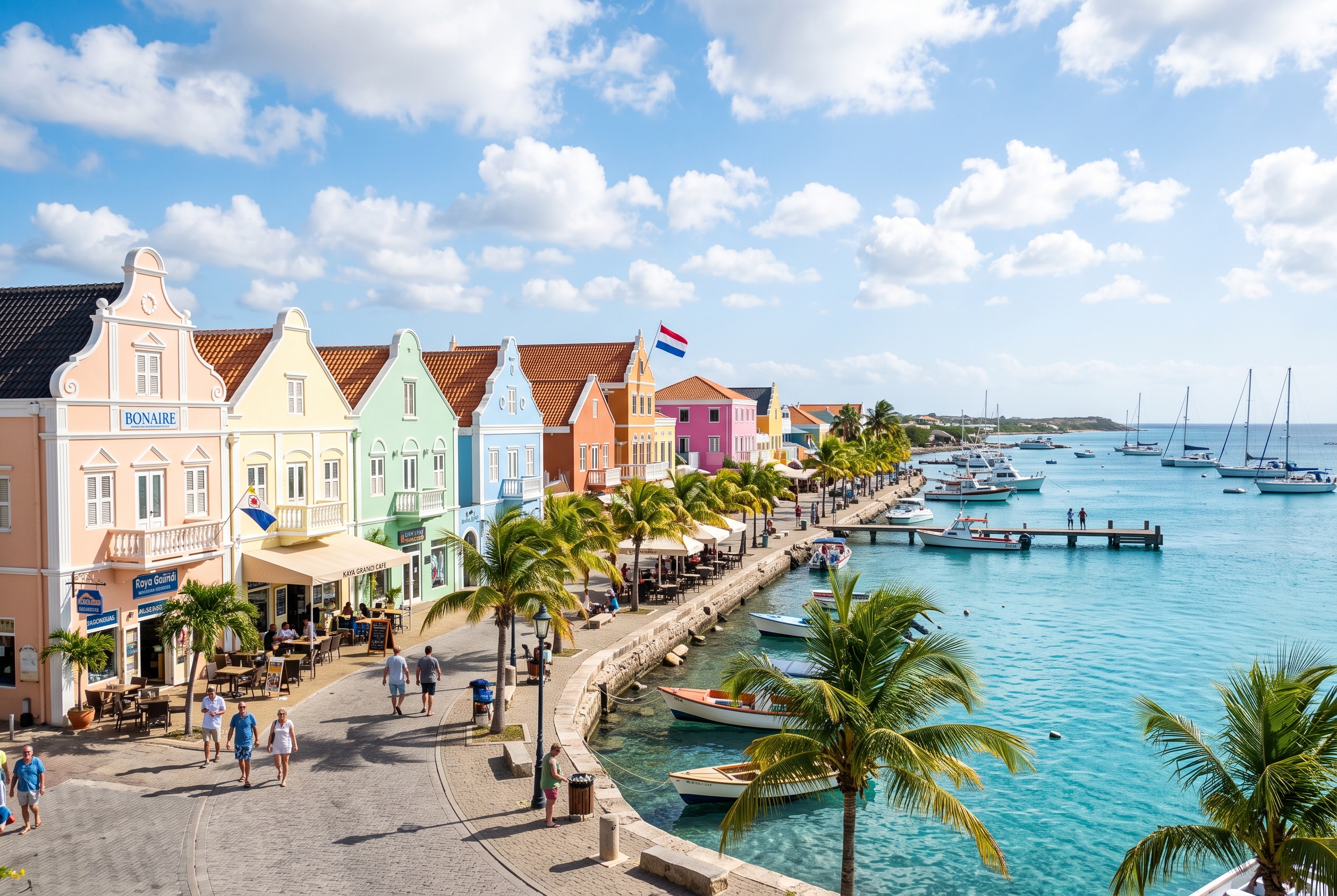 Pastel Kralendijk waterfront, an iconic off-water sight of Bonaire